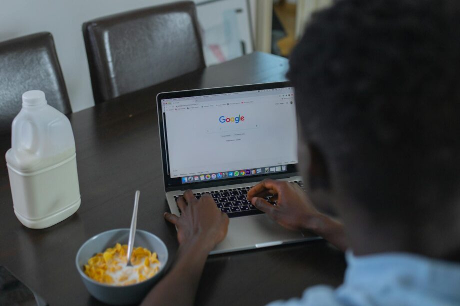 A student exploring free Google AI tools on a laptop through the Google website
